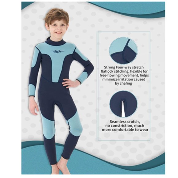 Seaskin 3mm Wetsuit for Kids and Youth Back Zip Full Shorty Wetsuit 10 - Picture 4 of 7